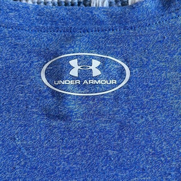 Under Armour YXS Blue Heather Short Sleeve Heat Gear Tee Shirt - Picture 6 of 6